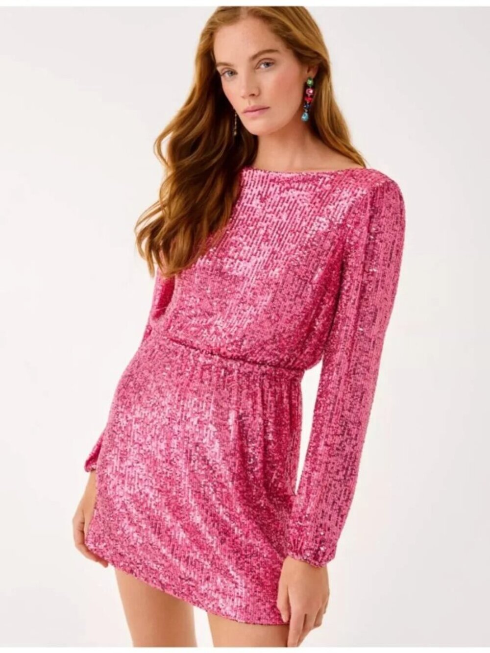 Lilly Pulitzer Jan Sequin Skirted Sequin Romper Pink XS